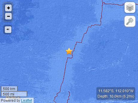 东太平洋中部海域发生5.5级地震
